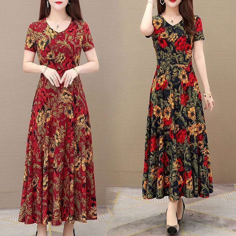 Summer Clothing For 60 Year Old Woman - Abito longuette stampato floreale vintage geometrico