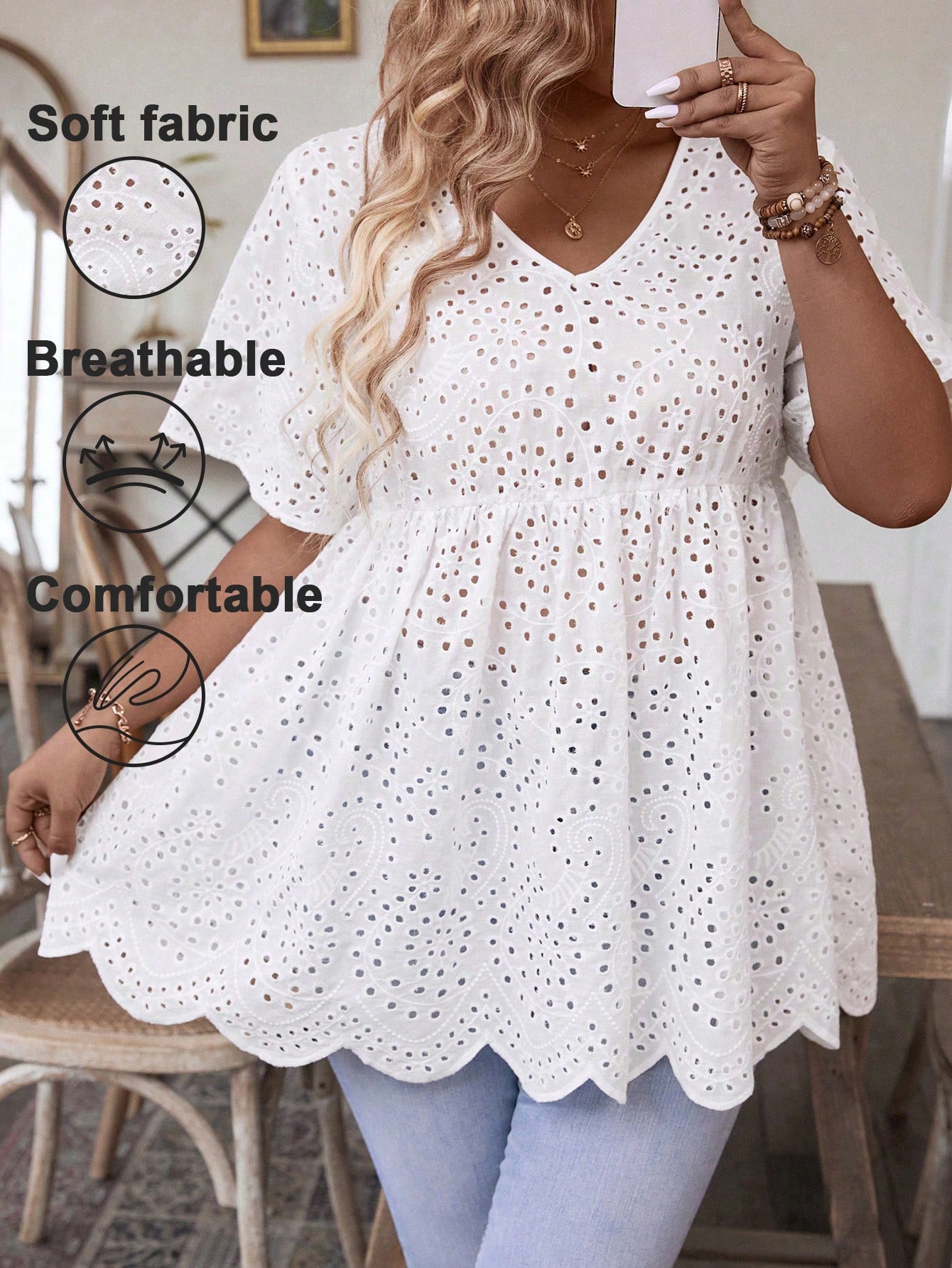 Summer Clothing Wear - Top da donna taglie forti bianco