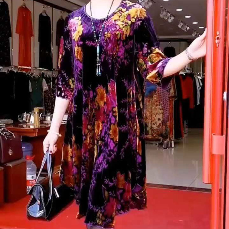 Summer Clothing For 60 Year Old Woman - Vintage Broken Flowers Midi Dress Summer