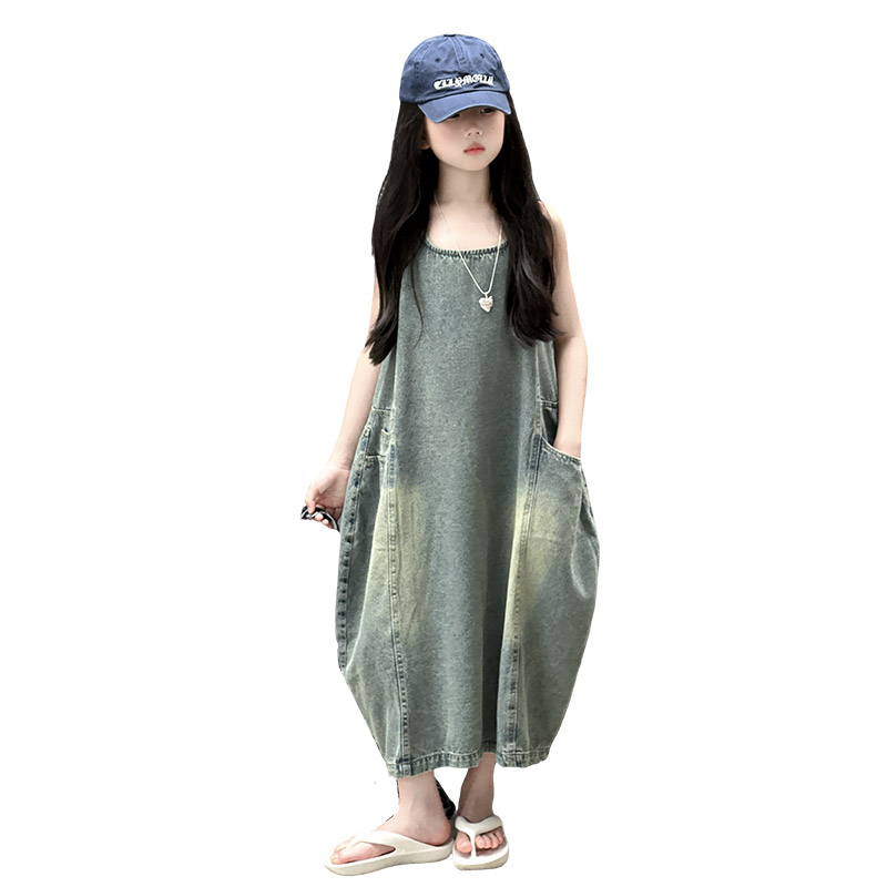 Summer Clothing For Girls - Vintage Blue Bambini Ragazze Abito in