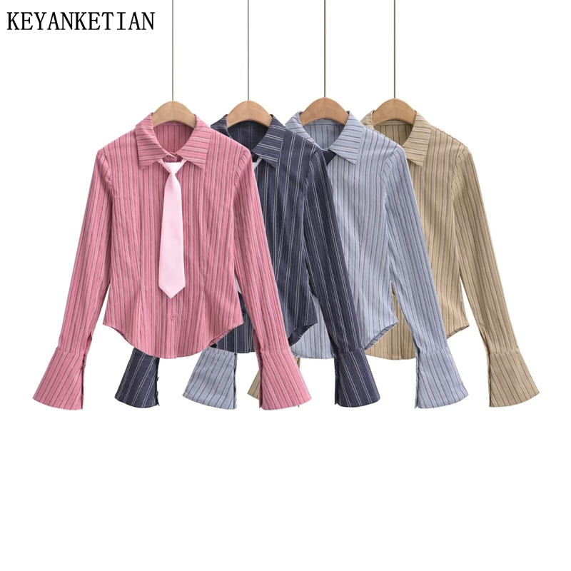 Tie Front Shirt - KEYANKETIAN nuovo lancio cravatta da donna